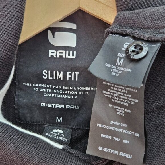 G-Star Raw Polo Shirt Embroidered Logo Golf Black Short Sleeve Men's Size M - Picture 9 of 10